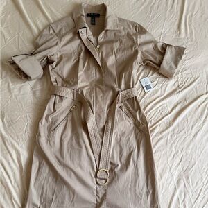 NWT Lauren Ralph Lauren Utility Trench Dress - Beige, Size 10
